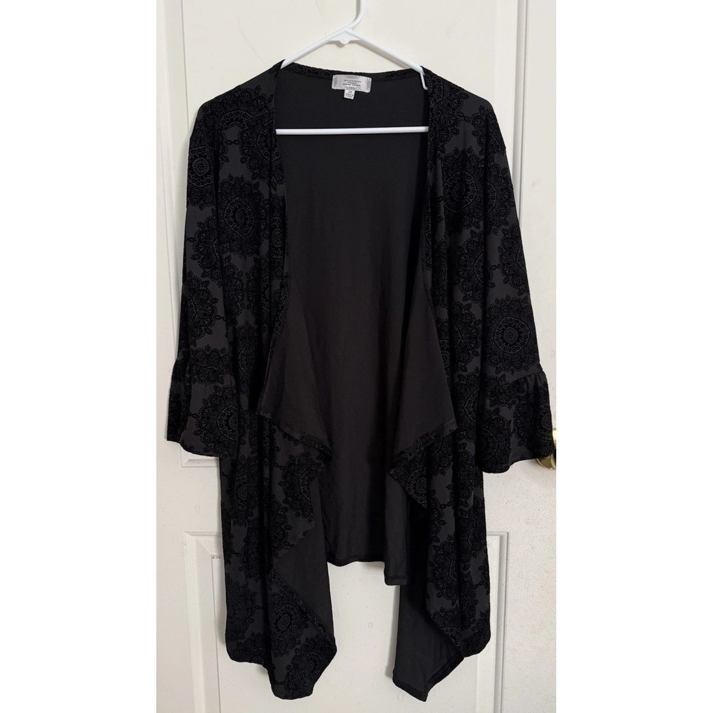 Shannon Ford NY Velvet Cardigan Size 2X Open Western Witchy Whimsy Bell Sleeve